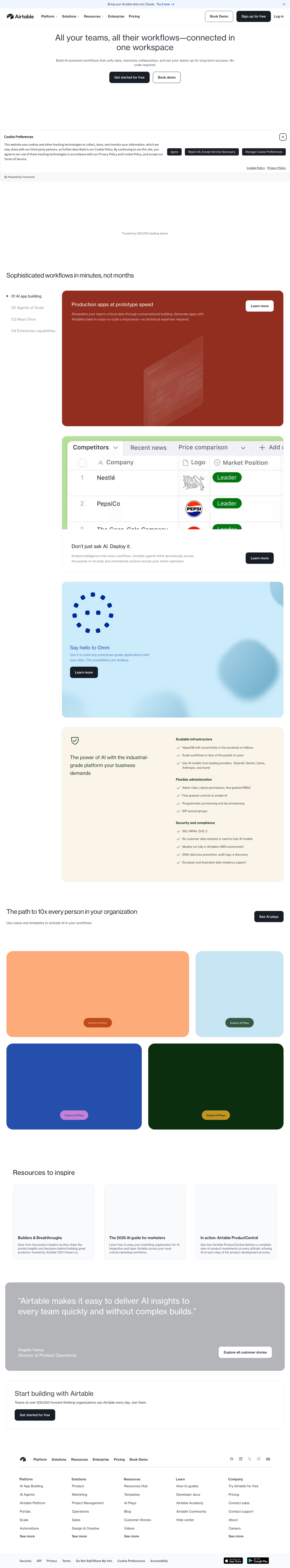 Airtable homepage screenshot, full resolution