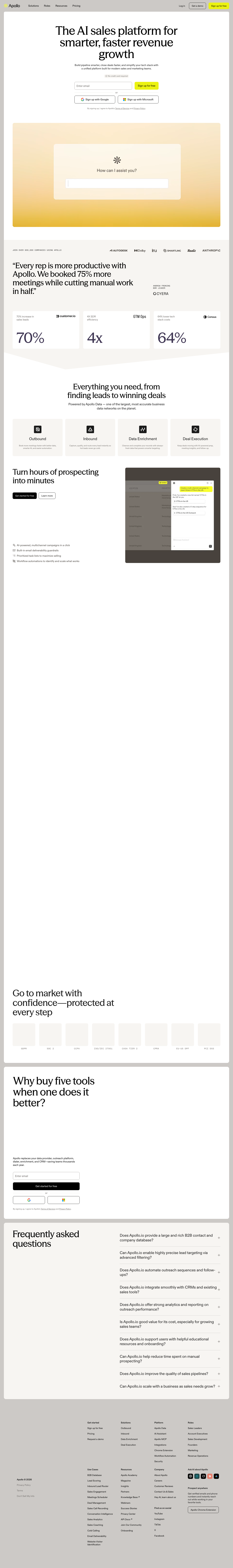 Apollo.io homepage screenshot, full resolution