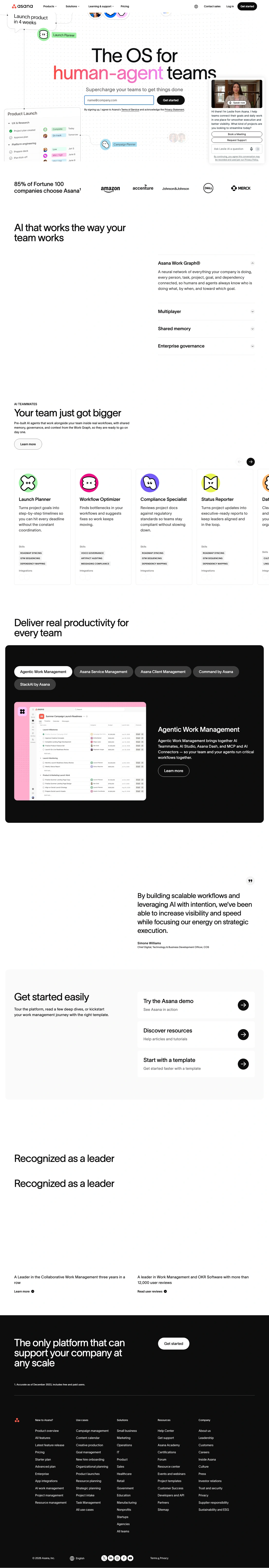 Asana homepage screenshot