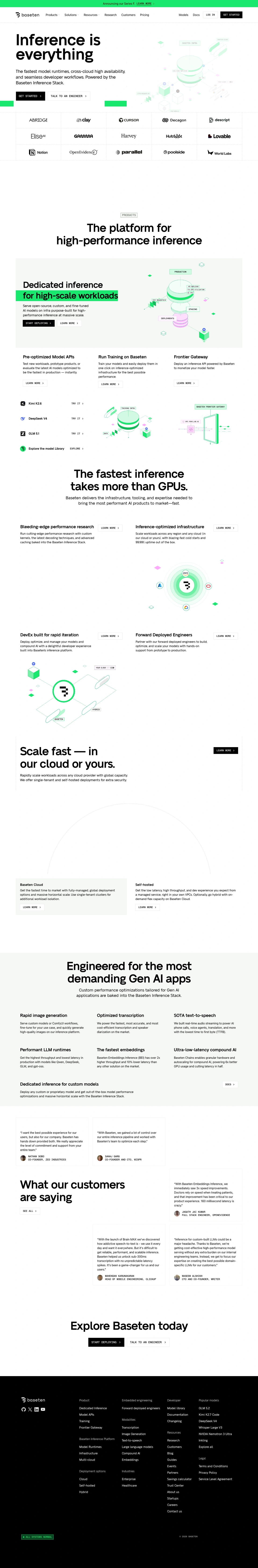 Baseten homepage screenshot