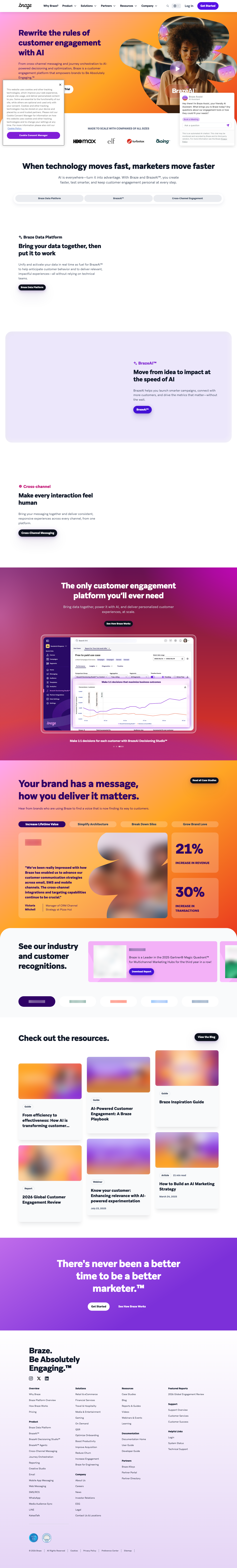 Braze homepage screenshot, full resolution