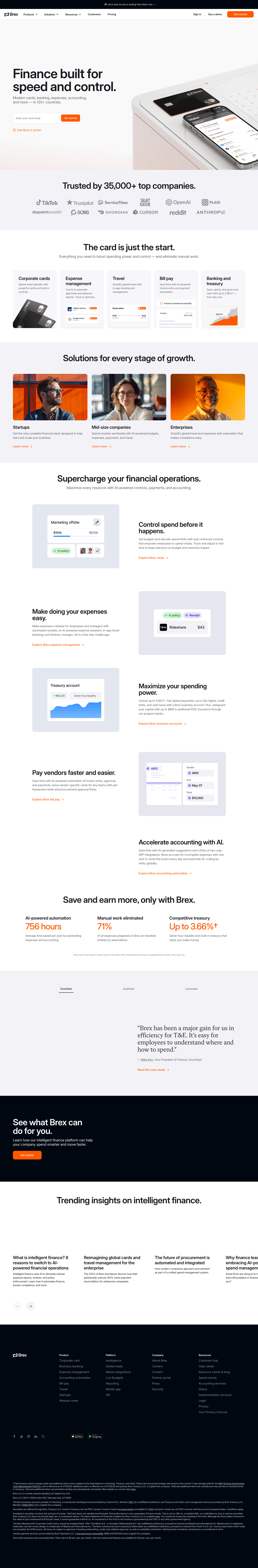 Brex homepage screenshot, full resolution