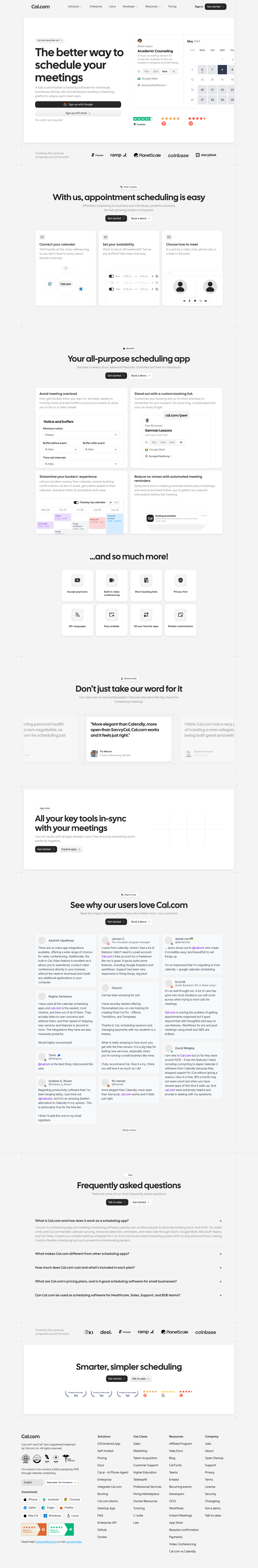 Cal.com homepage screenshot, full resolution