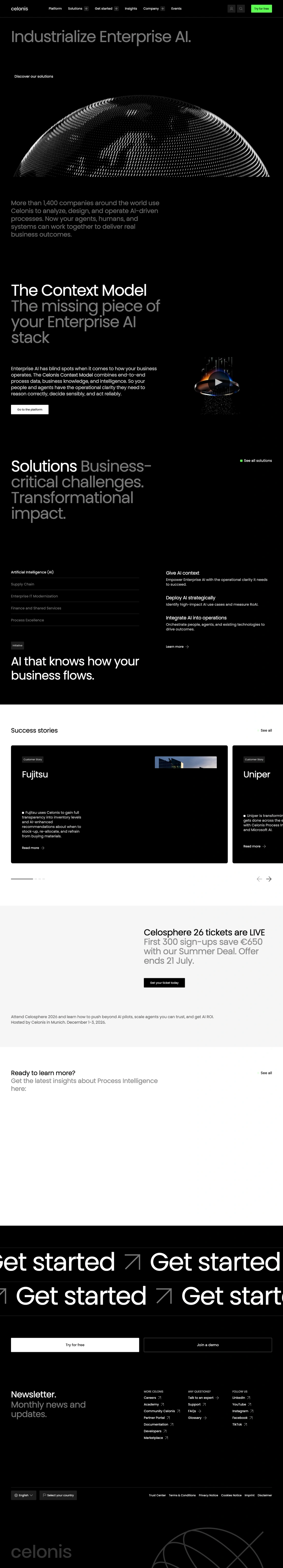 Celonis homepage screenshot