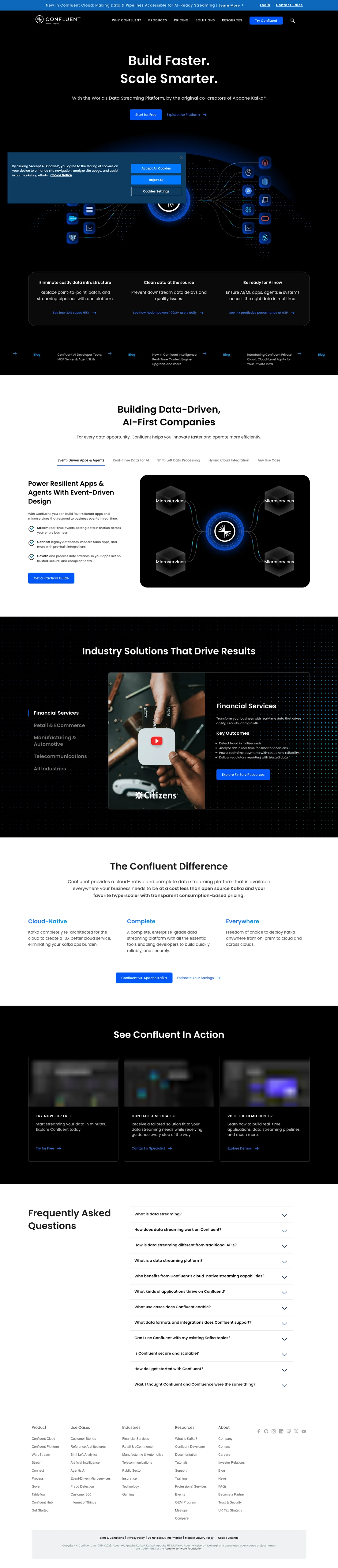 Confluent homepage screenshot
