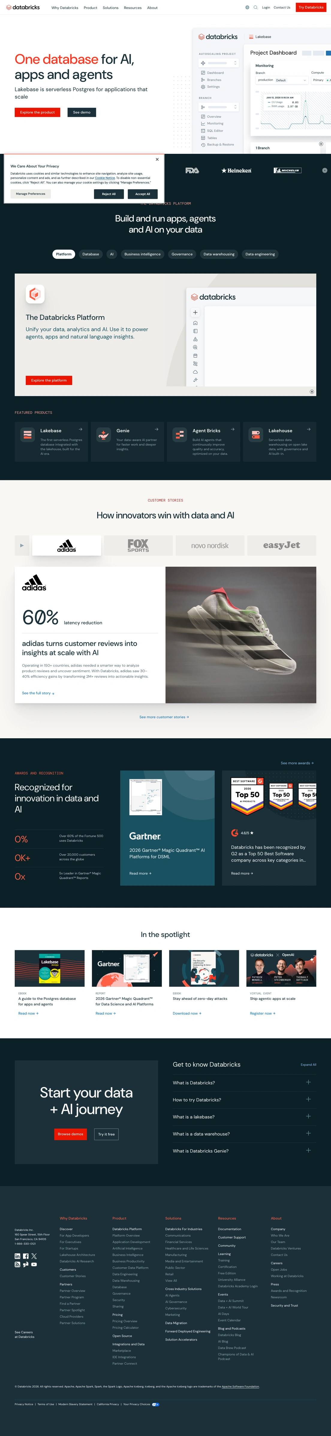 Databricks homepage screenshot