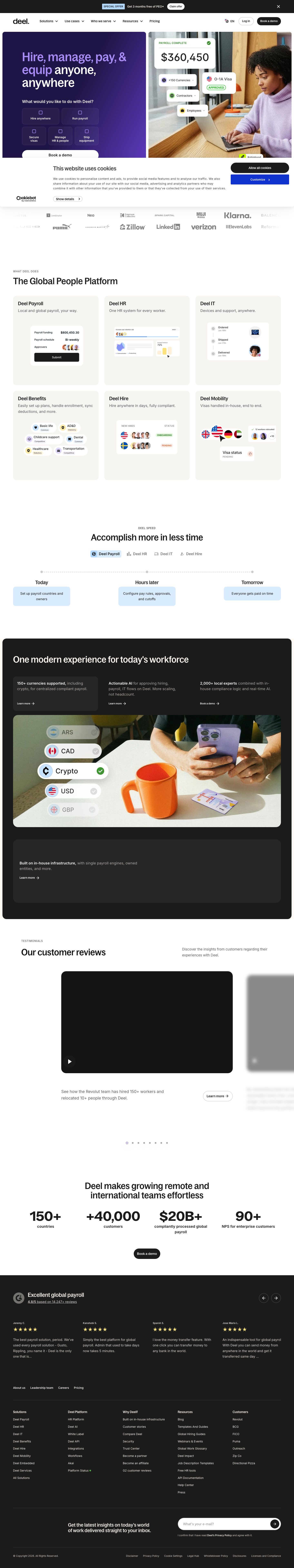 Deel homepage screenshot, full resolution