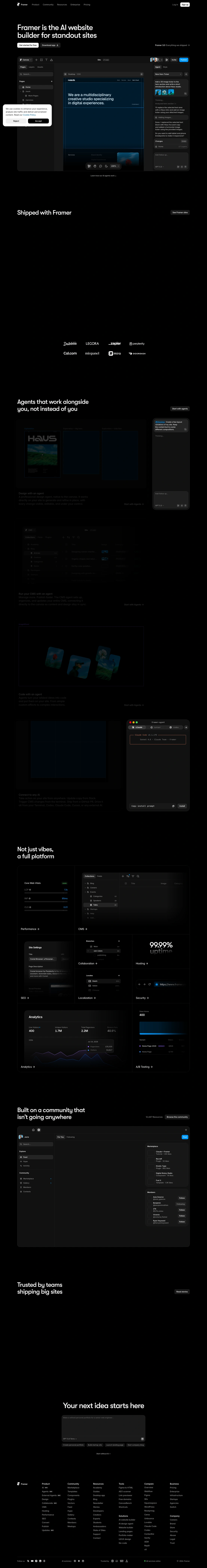 Framer homepage screenshot