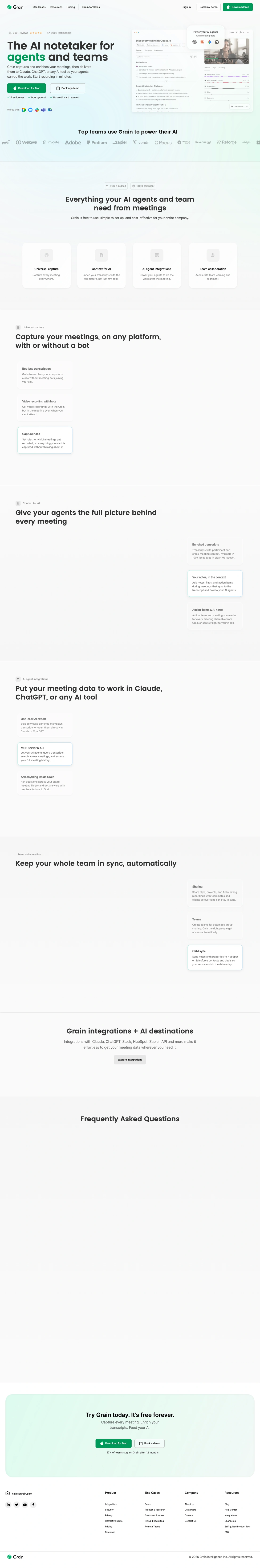 Grain homepage screenshot