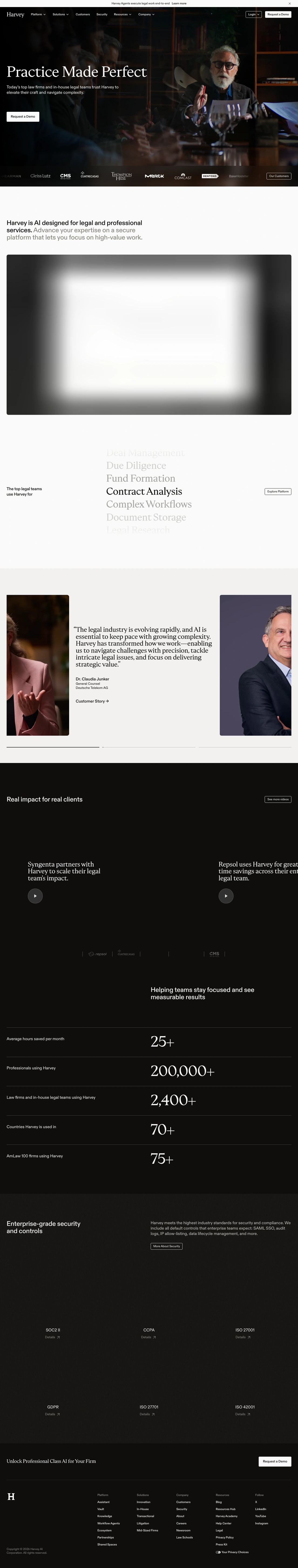 Harvey homepage screenshot
