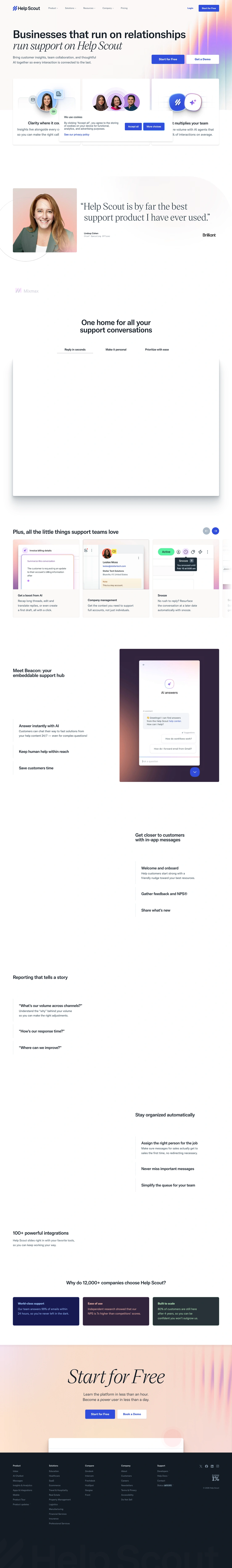 Help Scout homepage screenshot