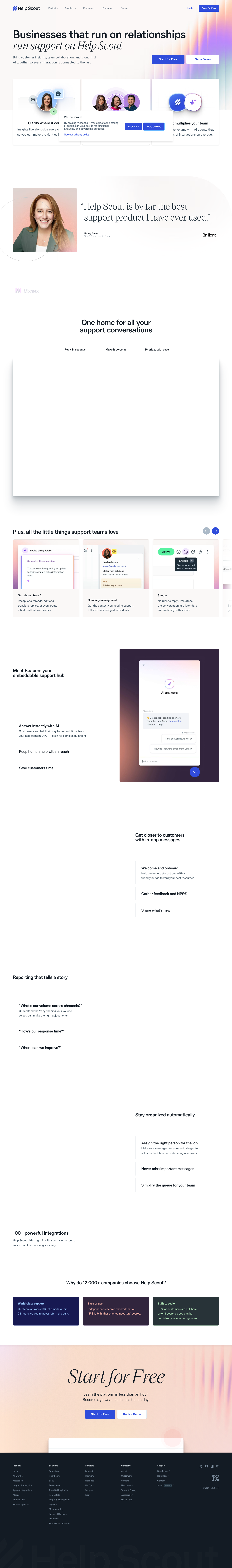Help Scout homepage screenshot, full resolution