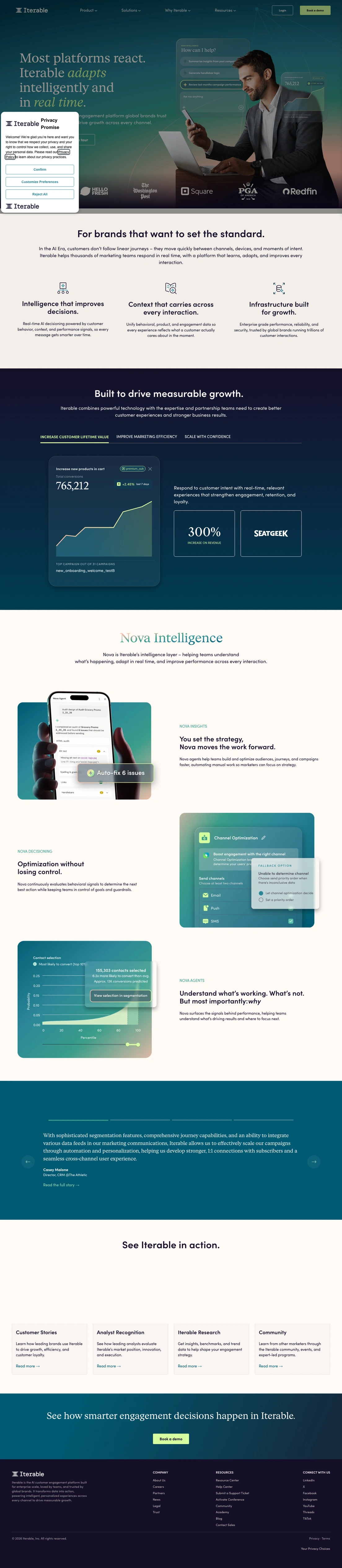 Iterable homepage screenshot