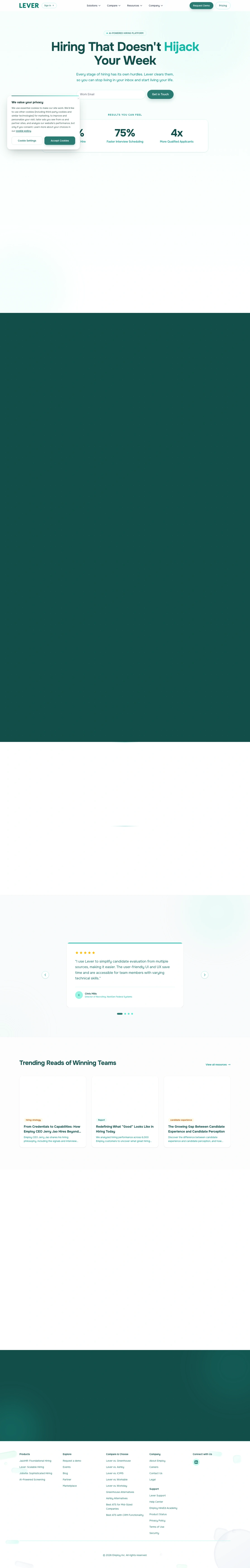 Lever homepage screenshot