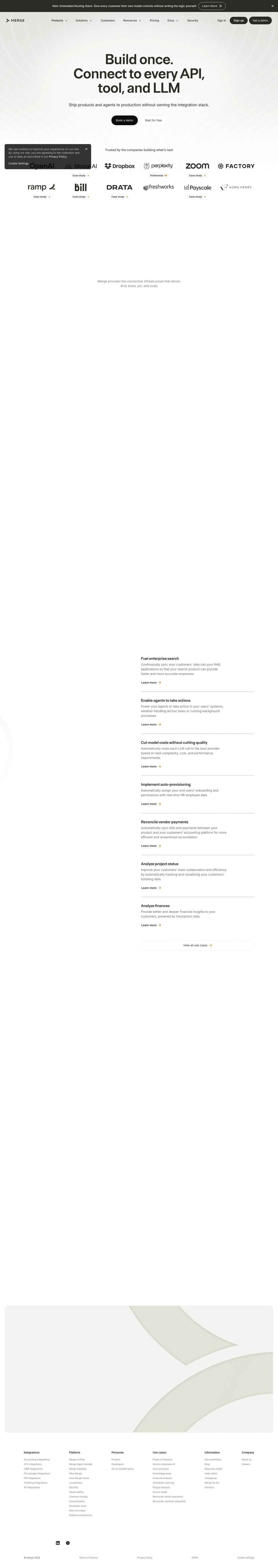Merge homepage screenshot