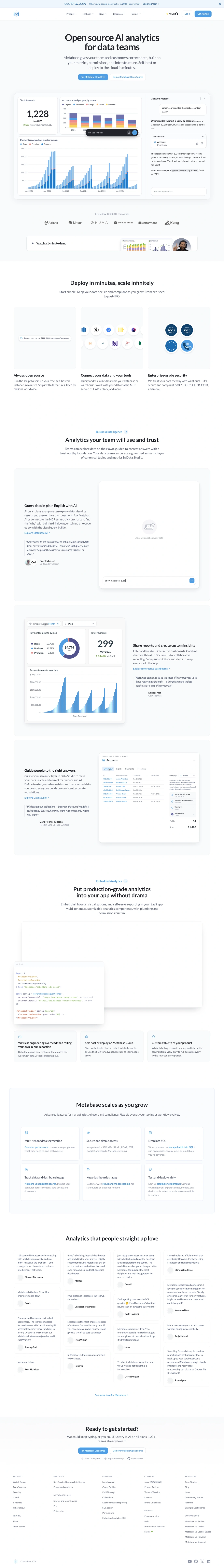 Metabase homepage screenshot