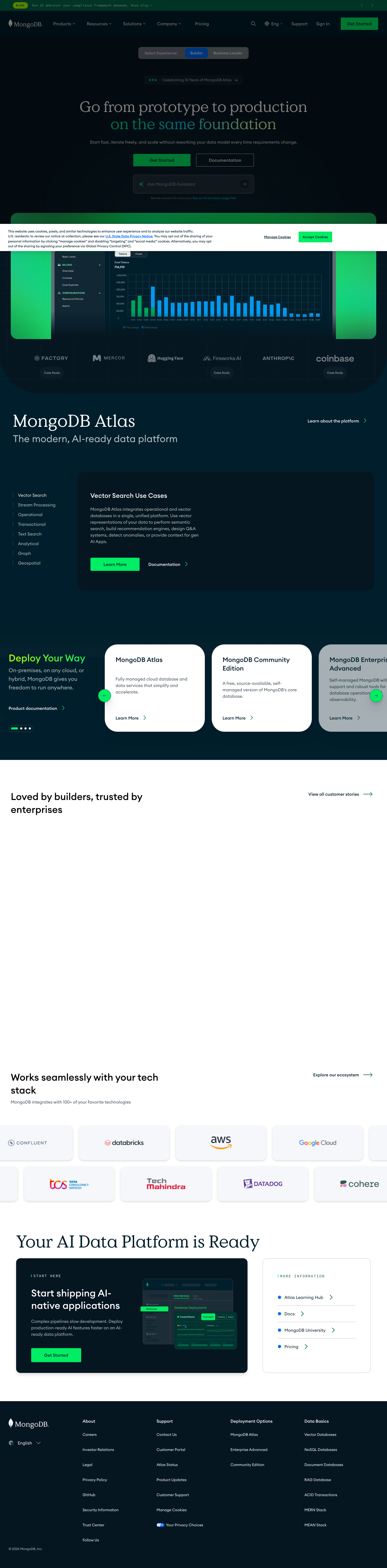 MongoDB homepage screenshot, full resolution