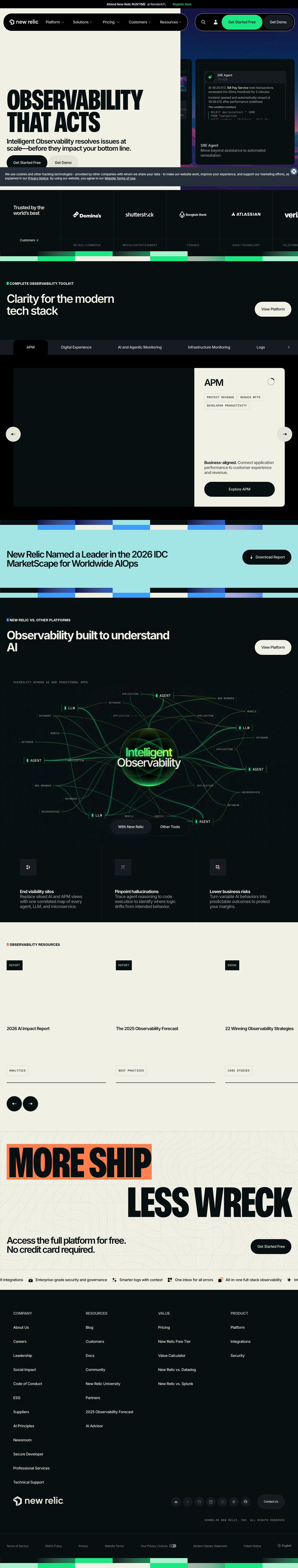 New Relic homepage screenshot, full resolution