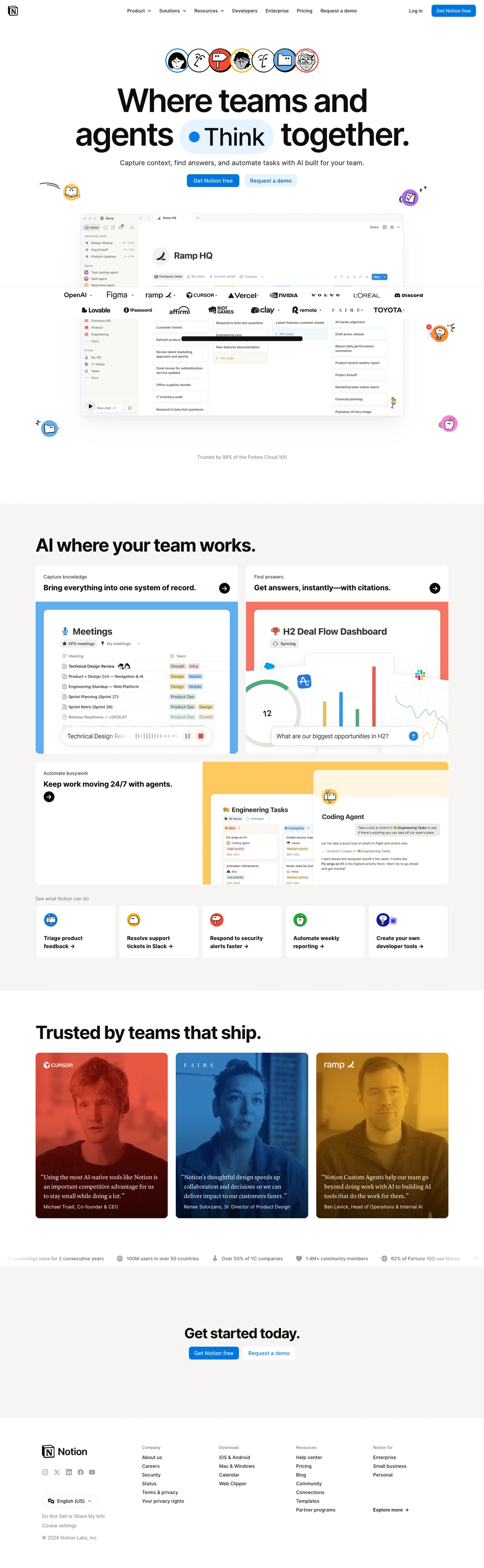 Notion homepage screenshot