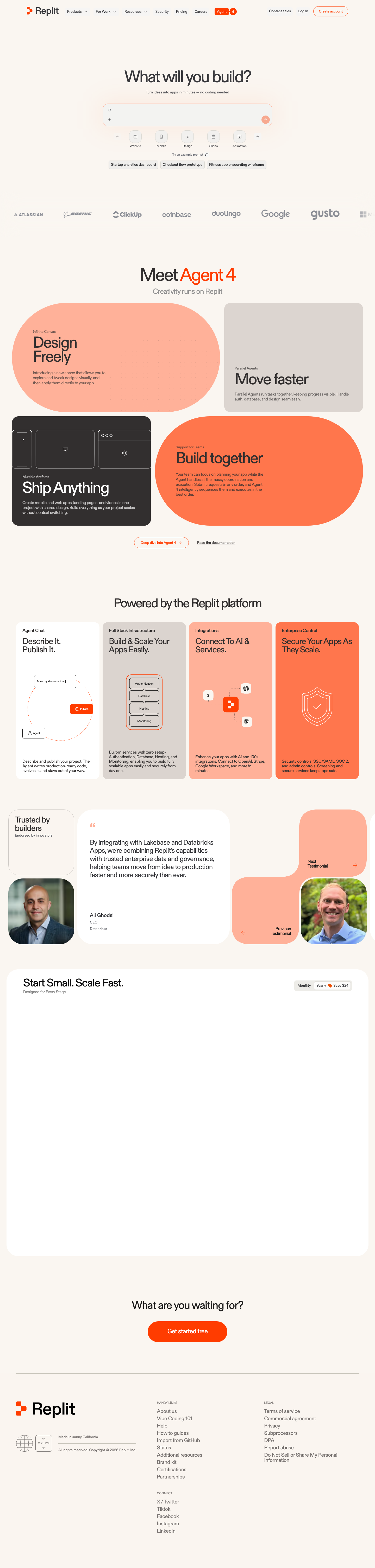 Replit homepage screenshot, full resolution