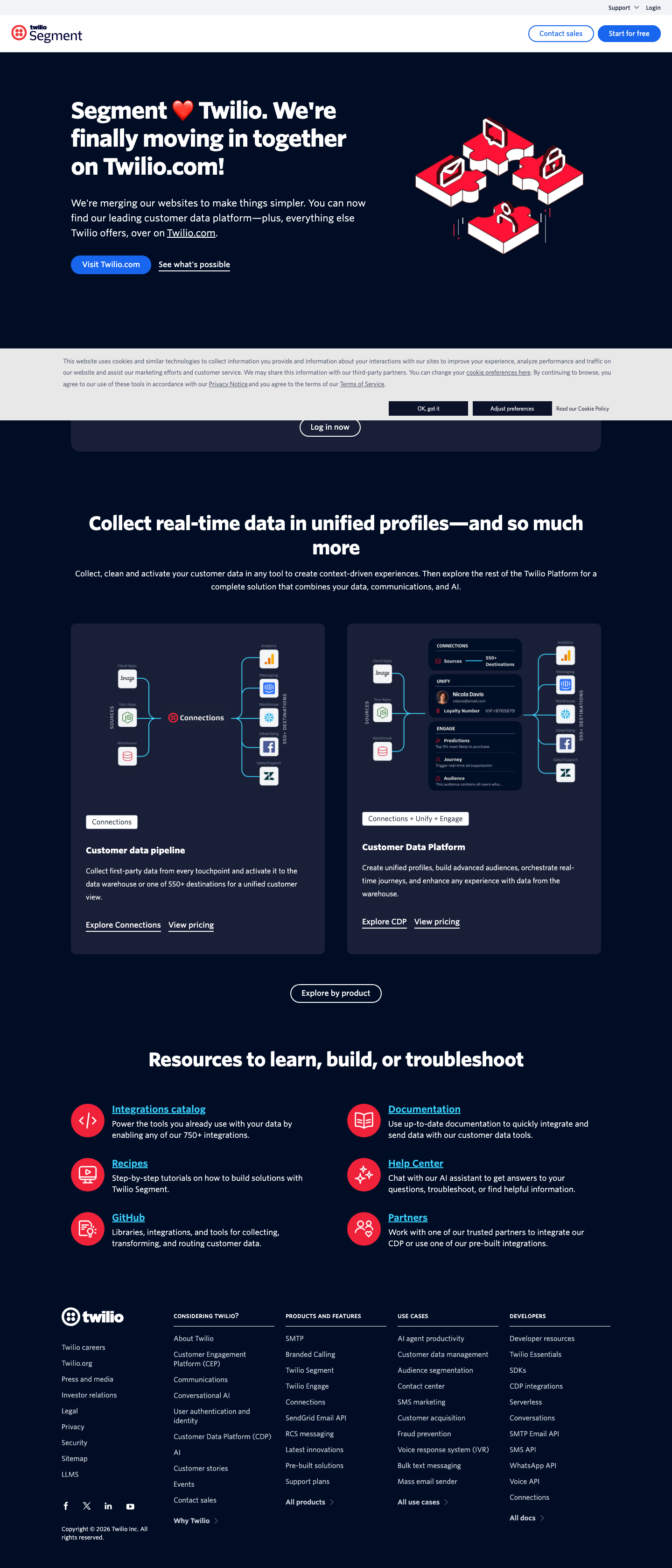 Segment homepage screenshot, full resolution