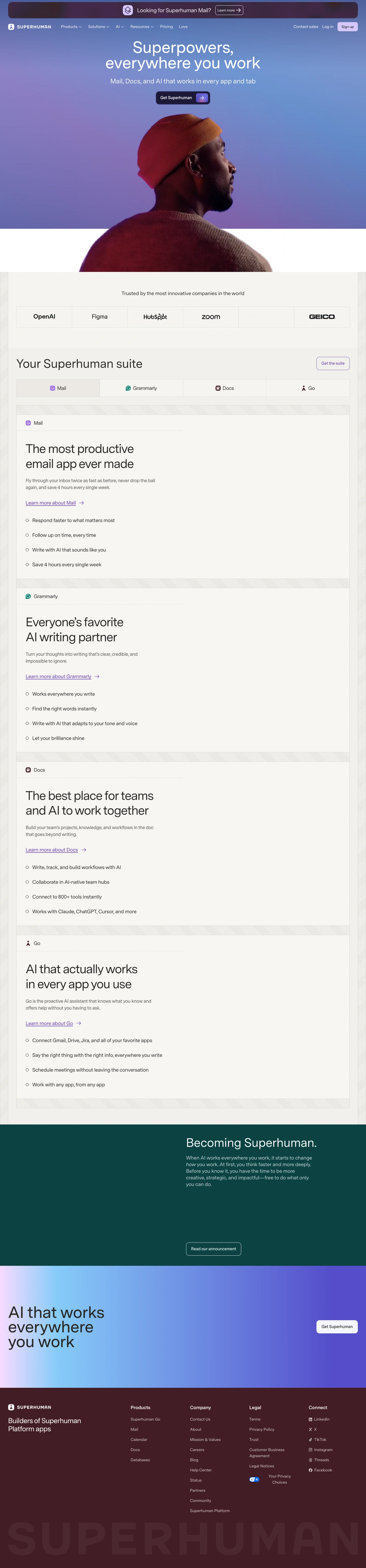 Superhuman homepage screenshot