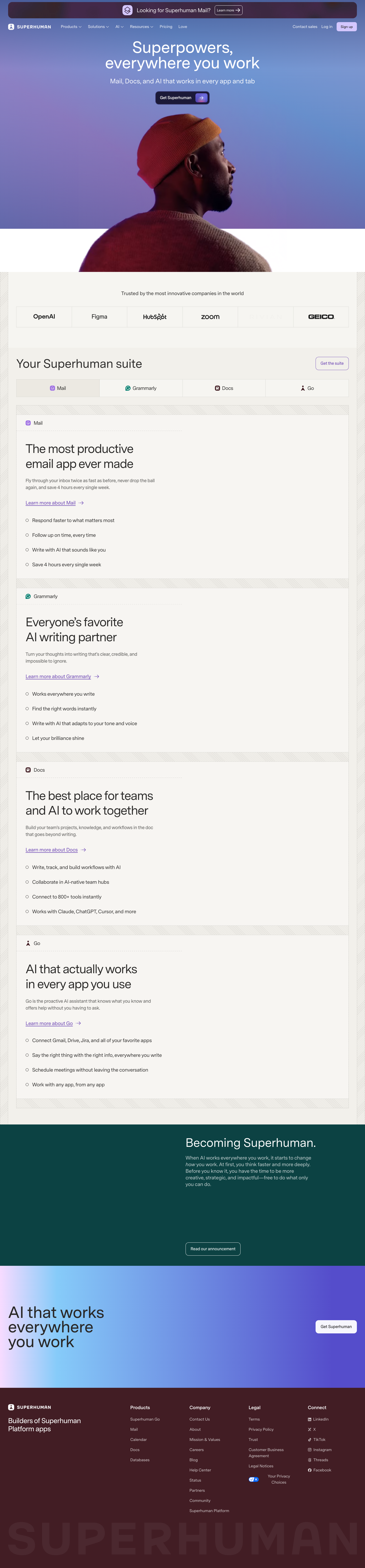 Superhuman homepage screenshot, full resolution