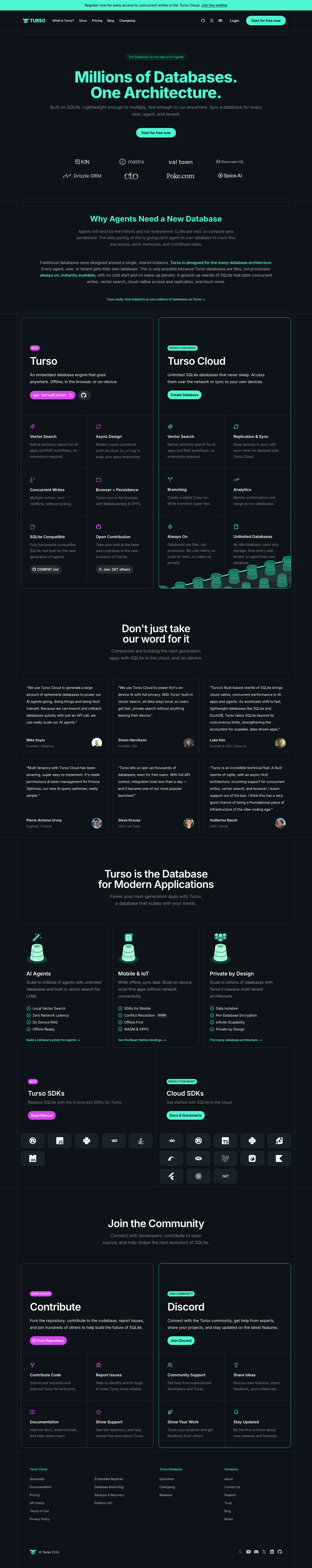 Turso homepage screenshot, full resolution