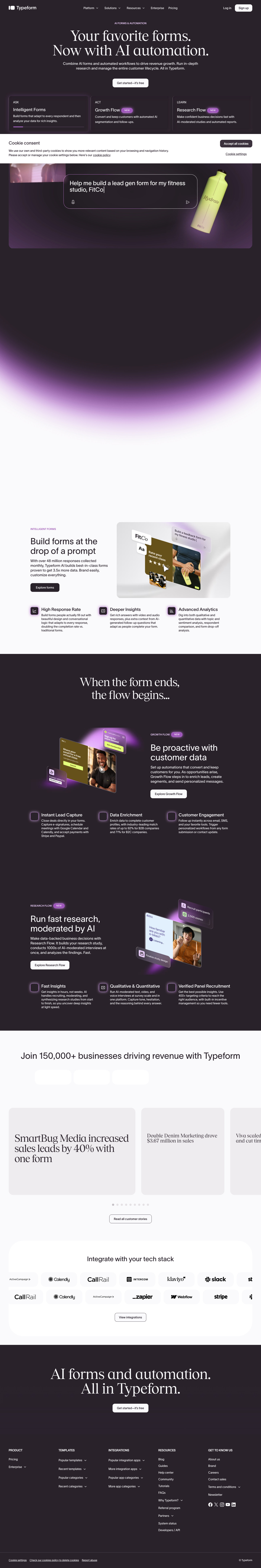 Typeform homepage screenshot, full resolution