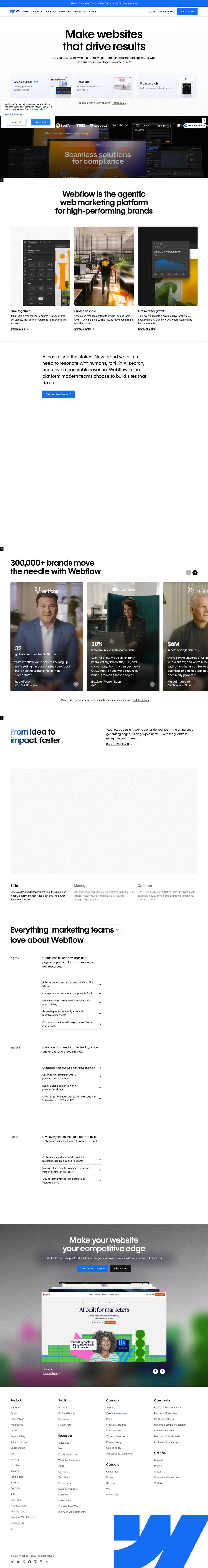 Webflow homepage screenshot