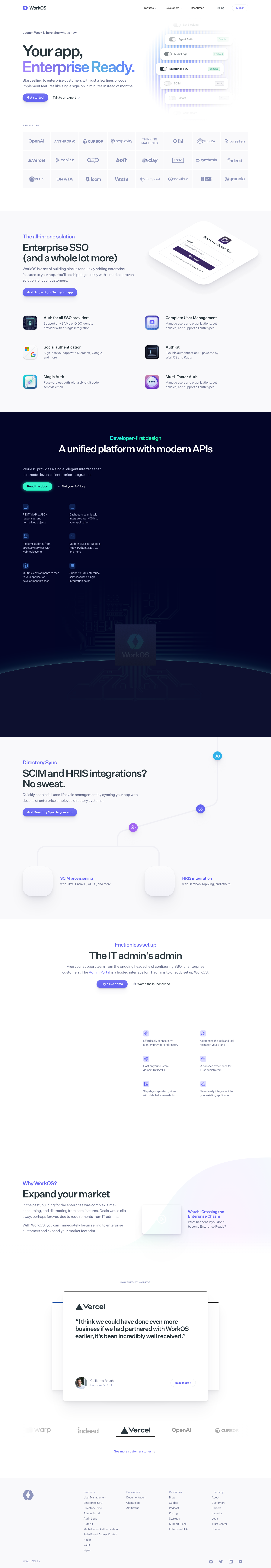 WorkOS homepage screenshot, full resolution